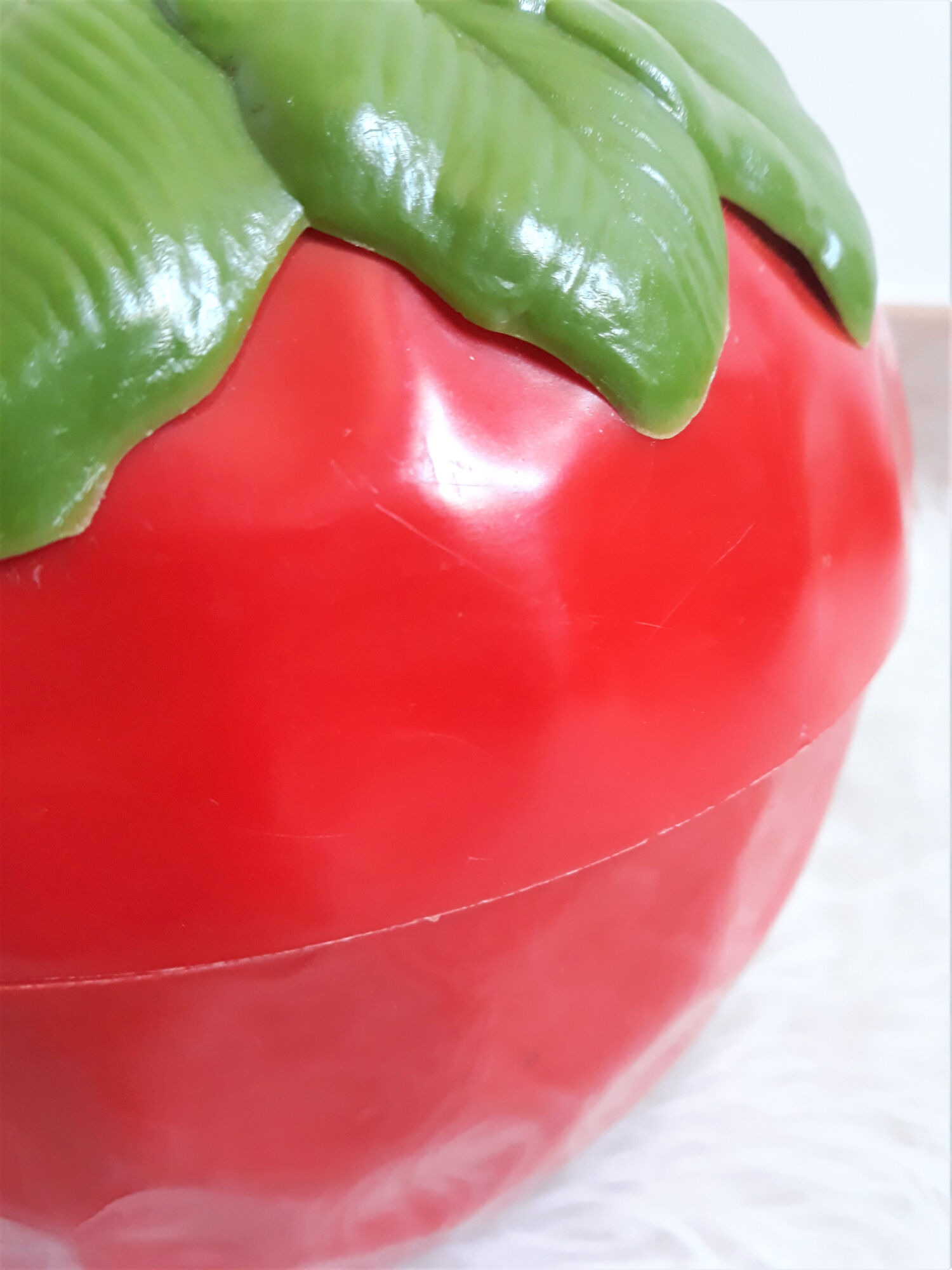 Red strawberry ice bucket vintage 1970