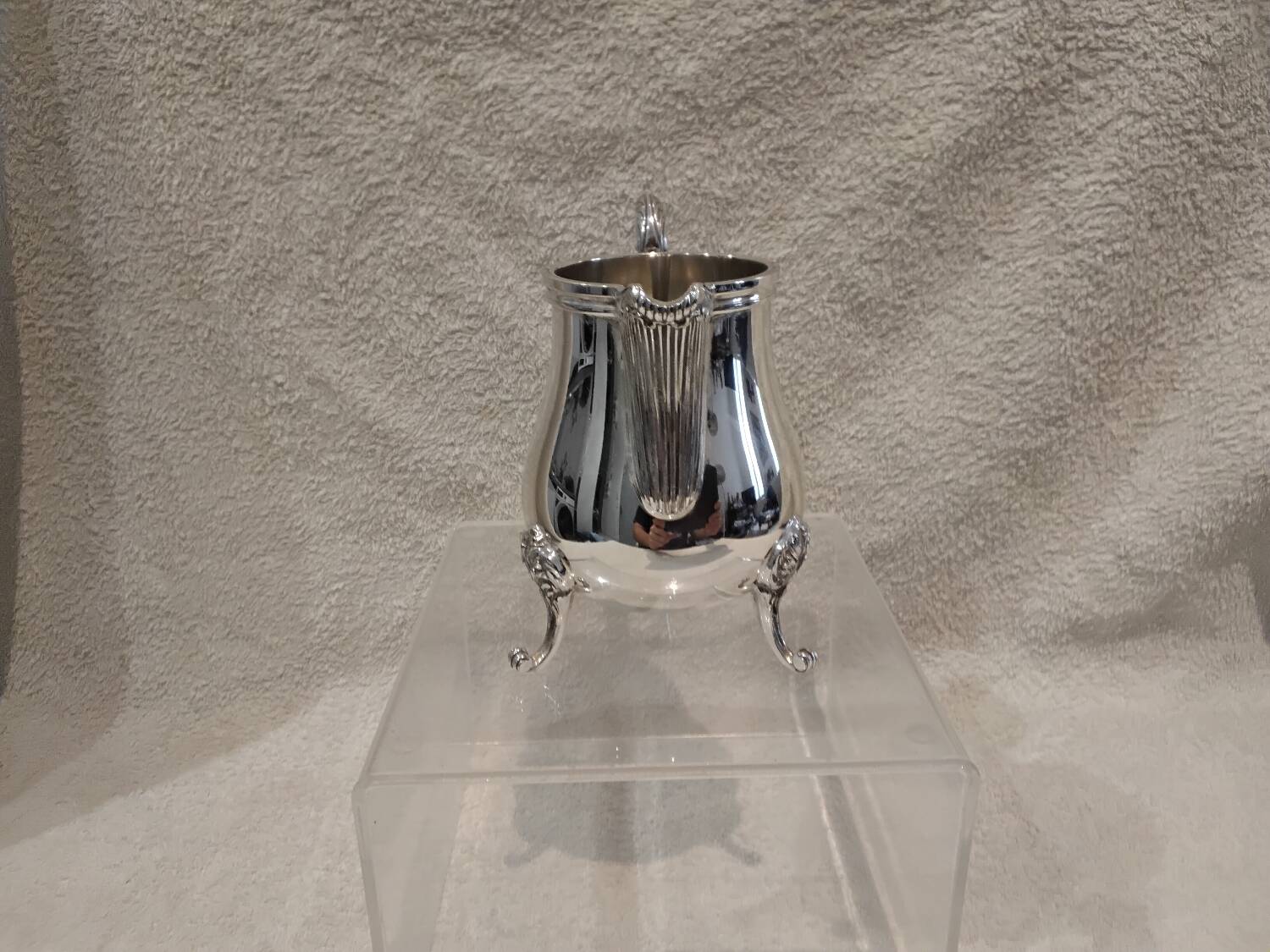 Silver-plated metal milk jug/creamer by Christofle Marly, rocaille style