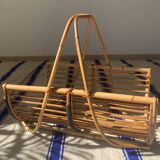 Vintage rattan log holder