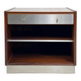 Vintage bedside table in rosewood and brushed aluminum