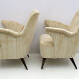 Pair of Nino Zoncada Mid-century Modern Chenille Velvet by Cassina Armchair