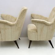 Pair of Nino Zoncada armchairs in chenille velvet in Mid-Century Modern style by Cassina