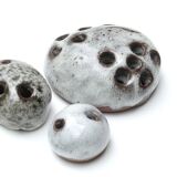 Set of 3 stoneware flowers by Jeanne and Norbert Pierlot