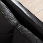 Danish black leather and rosewood sofa