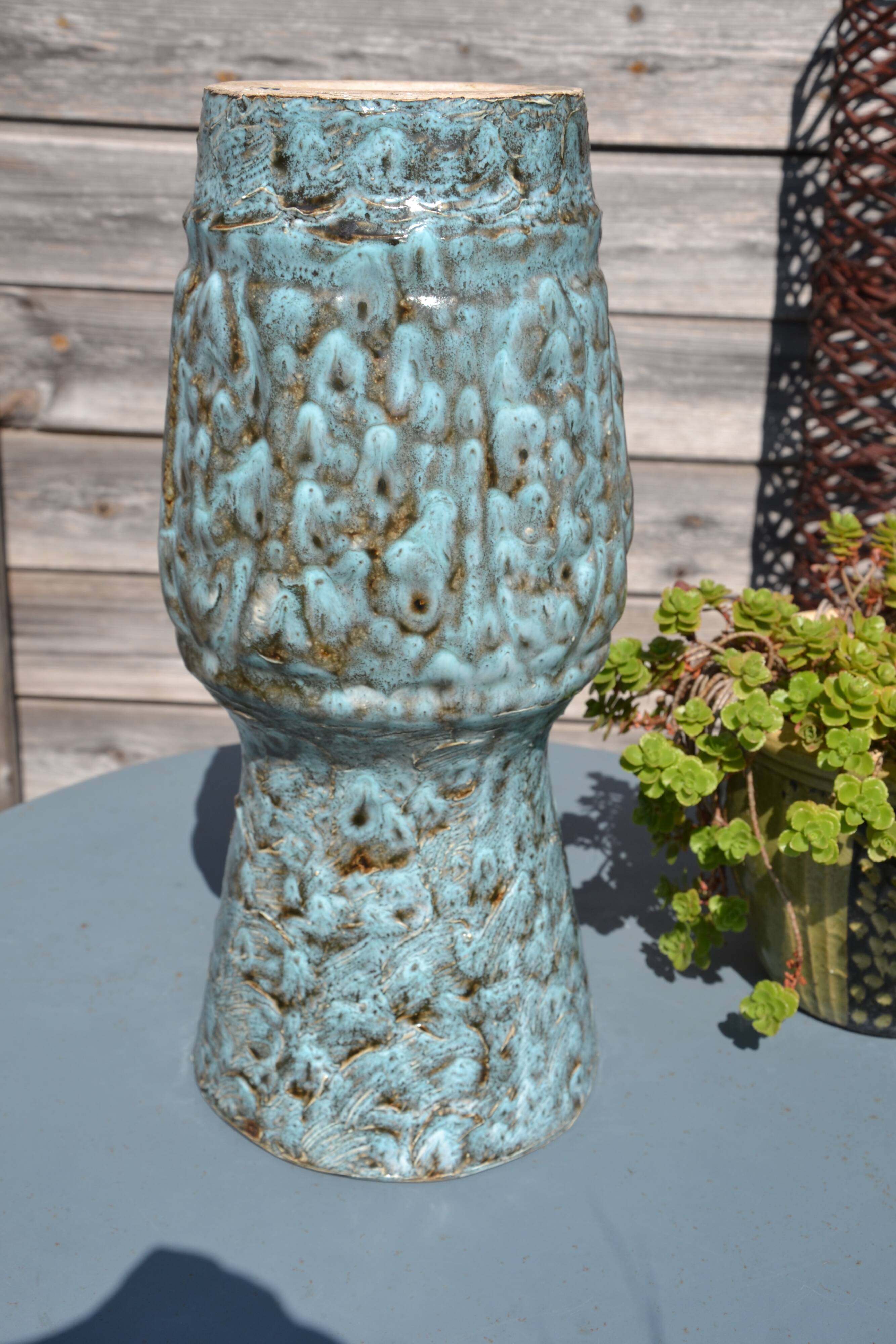 Large Vallauris vase "sea foam" H 41.5 cm
