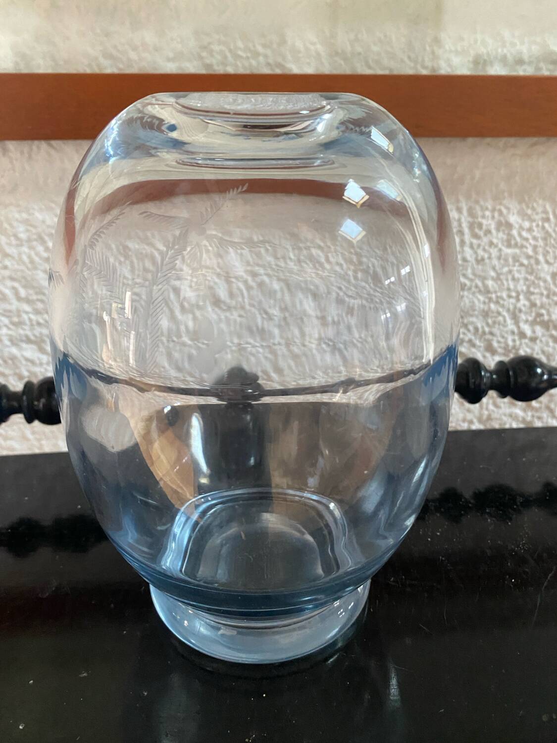 Vintage engraved crystal vase