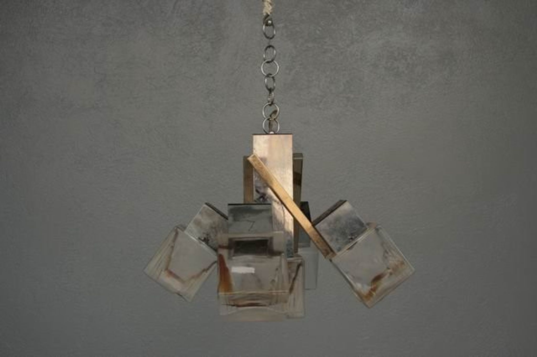 Chandelier 1970 design glass and stainless steel