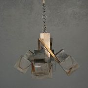Chandelier 1970 design glass and stainless steel