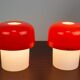 Set of 2 Space Age Orange Meblo Mushroom Table Lamps, Guzzini, 1970s