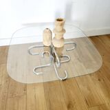 Table basse en verre transparent et piètement alu