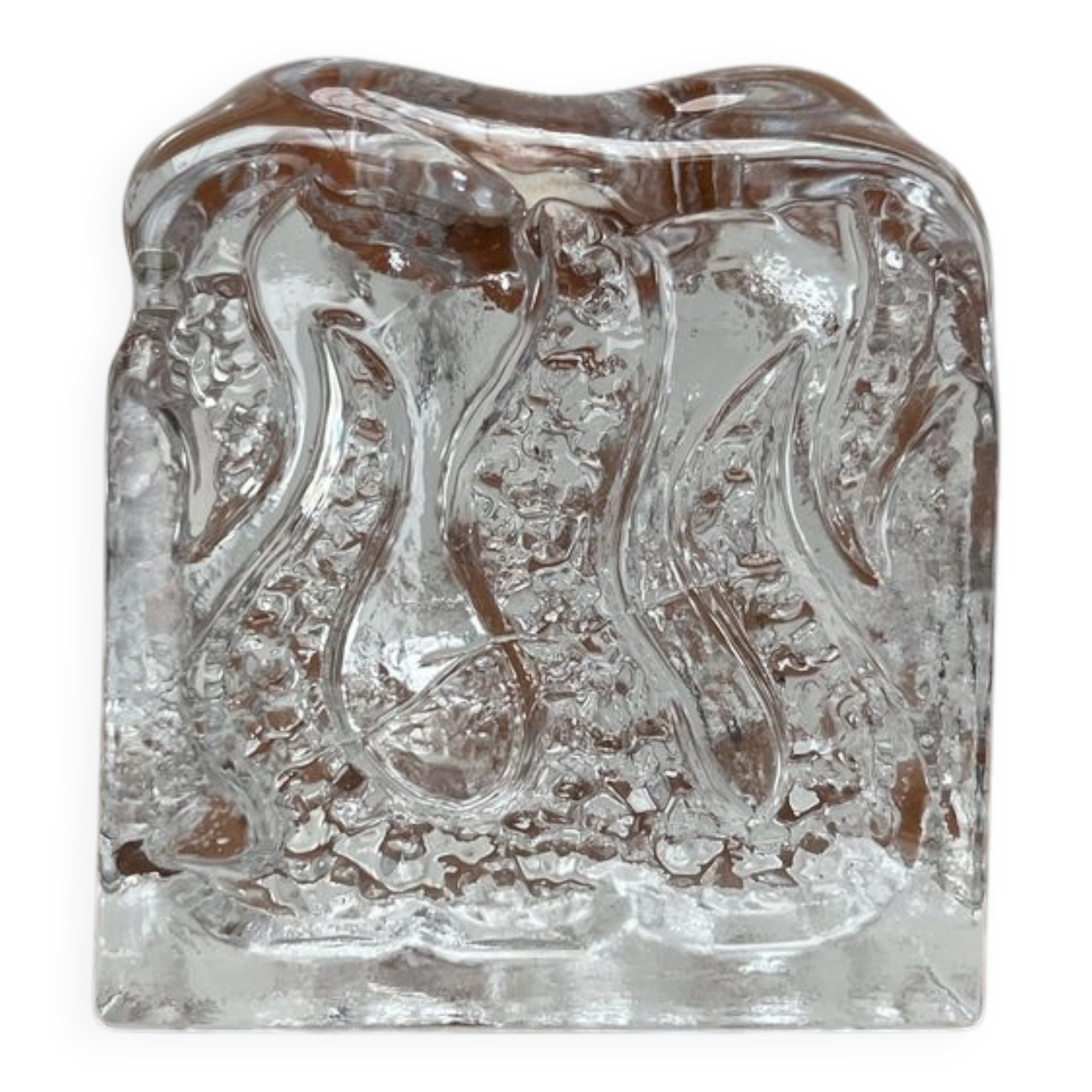 Mid-century glass candlestick by Kurt Wokan for Ingrid Glas, Germany, 1960s.