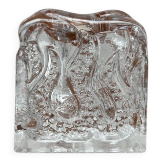 Mid-century glass candlestick by Kurt Wokan for Ingrid Glas, Germany, 1960s.