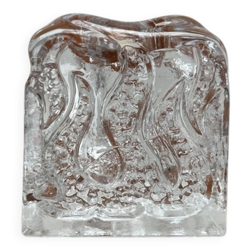 Mid-century glass candlestick by Kurt Wokan for Ingrid Glas, Germany, 1960s.
