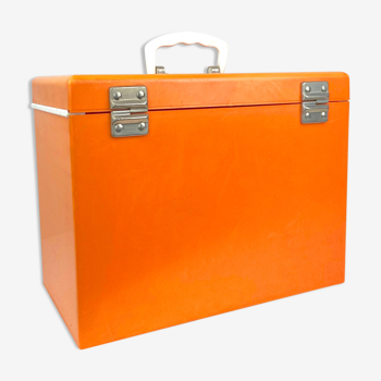 1970 - Orange binder suitcase with hanging folder archive