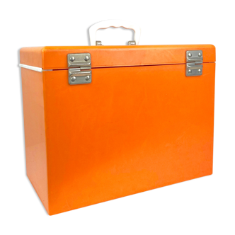 1970 - Orange binder suitcase with hanging folder archive