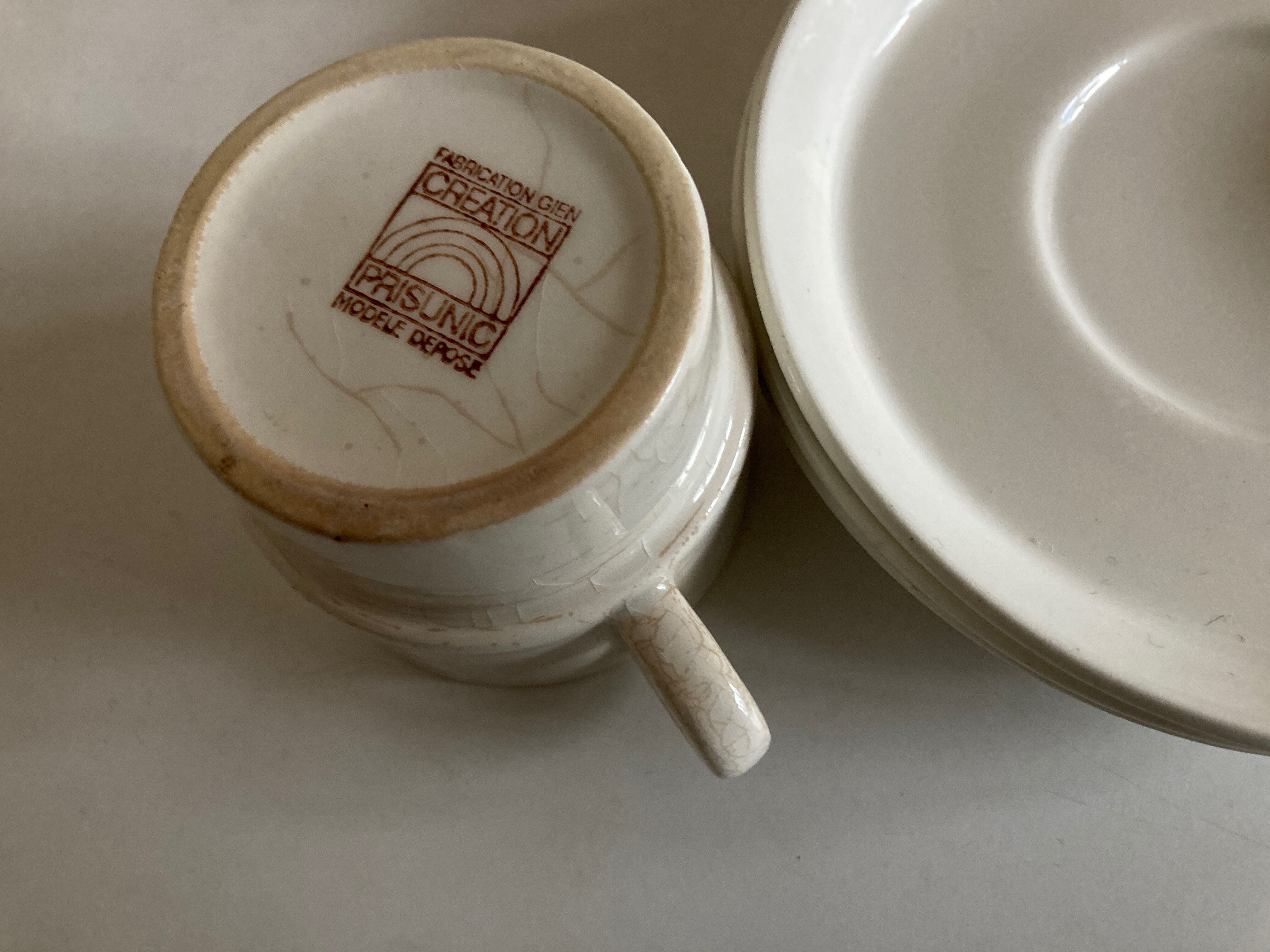 Set 3 cups Creations Prisunic design 1970 Faience de Gien