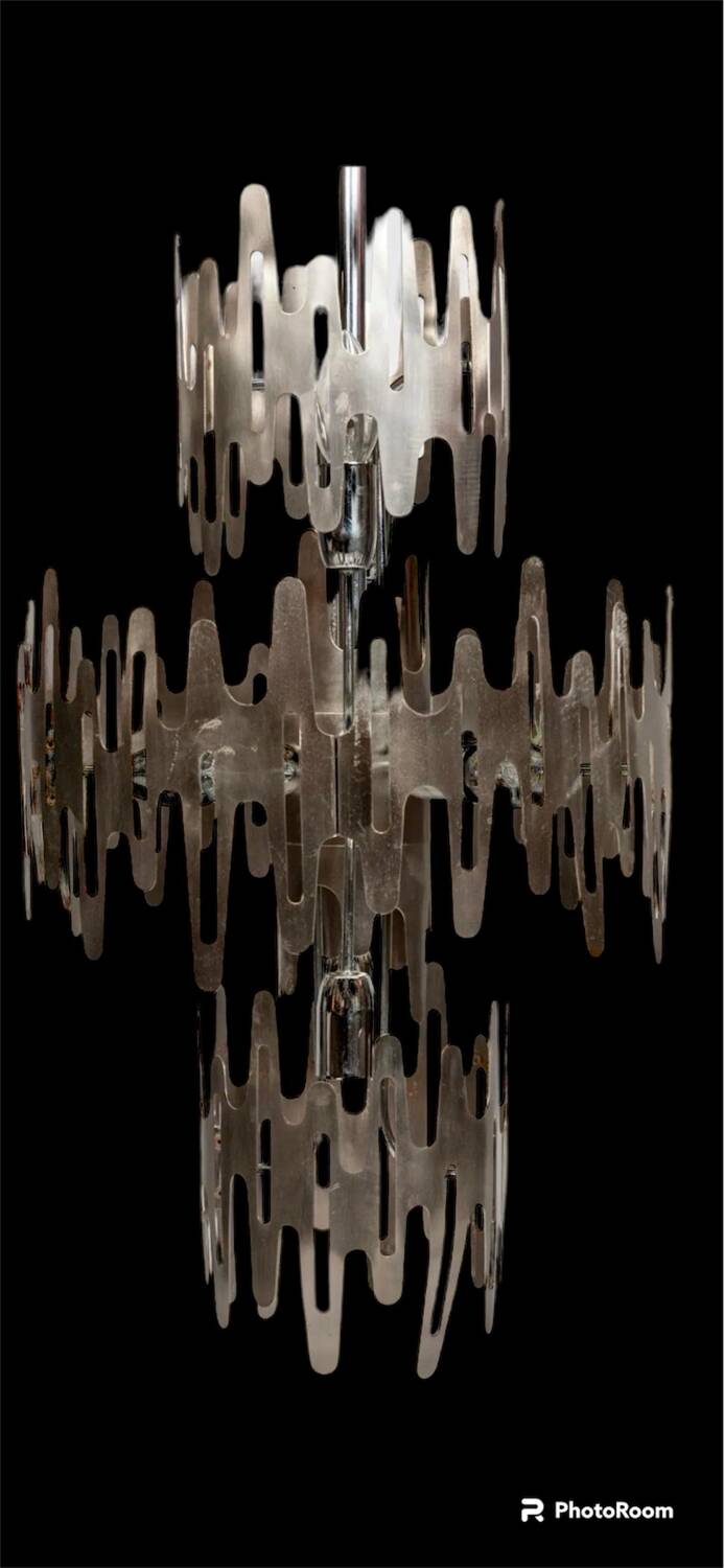Brutalist stainless steel candlestick, France 1970