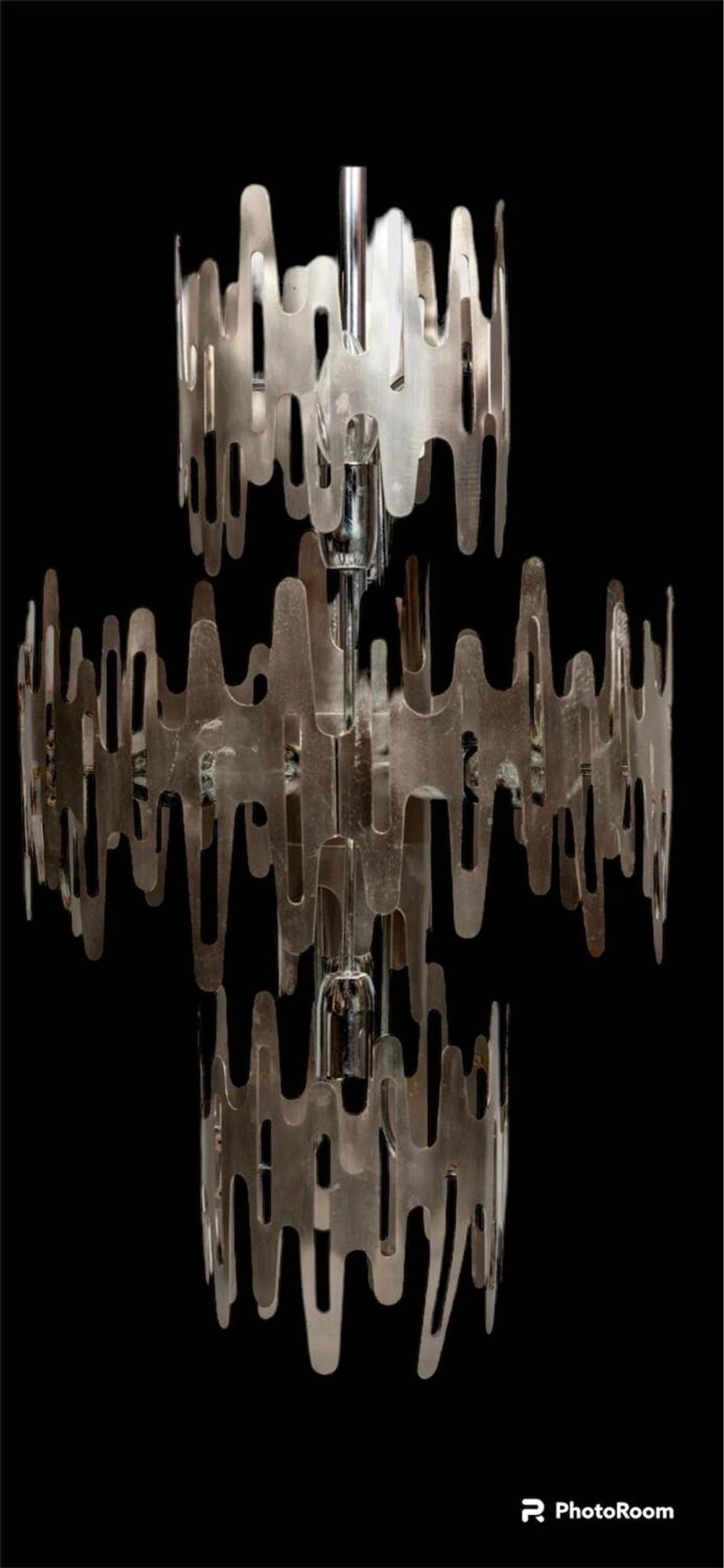 Brutalist stainless steel candlestick, France 1970