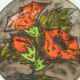 vintage ruscha 1960's 70's WALL PLATE fat lava bowl orange flowers