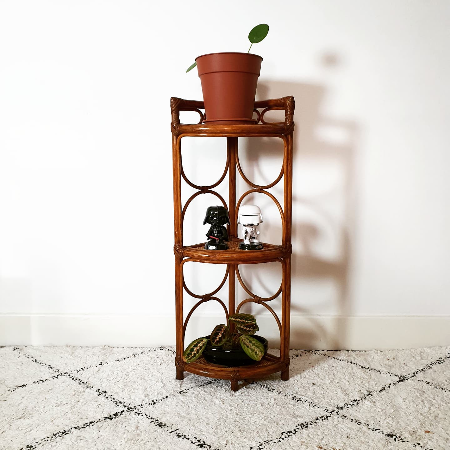 Vintage bamboo and rattan corner floor