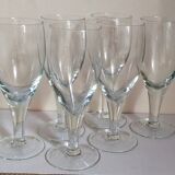 Six XXL blown glass stemmed glasses