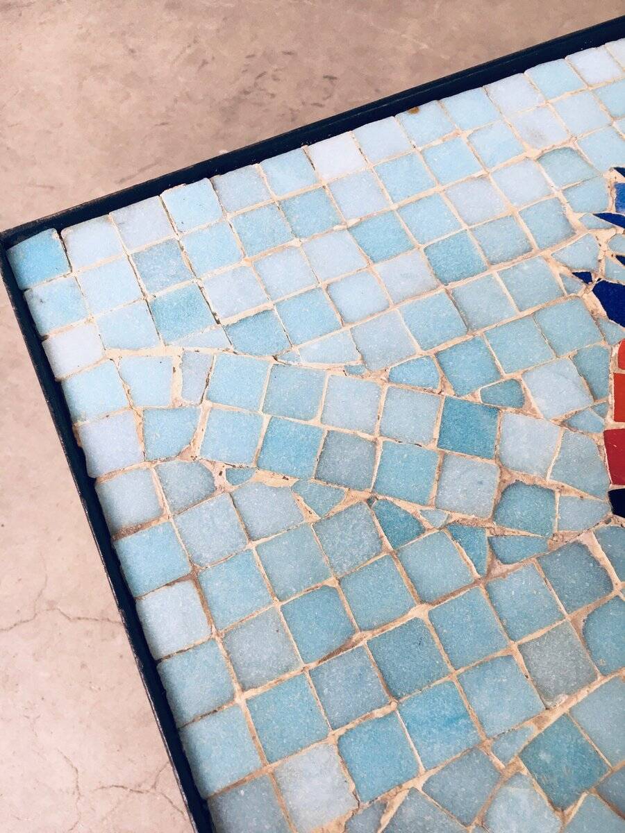 Vintage Mosaic Tile Side Table, Belgium, 1960s