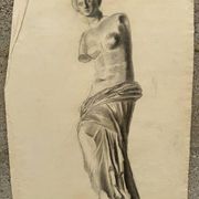 Academic Nude in Antique by Berger dit Lheureux Biloul charcoal 20th century