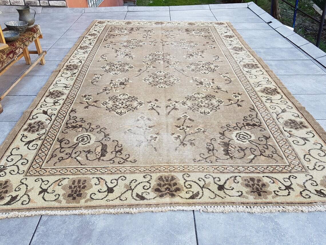 Oushak Vintage Floral Handmade Rug sku882