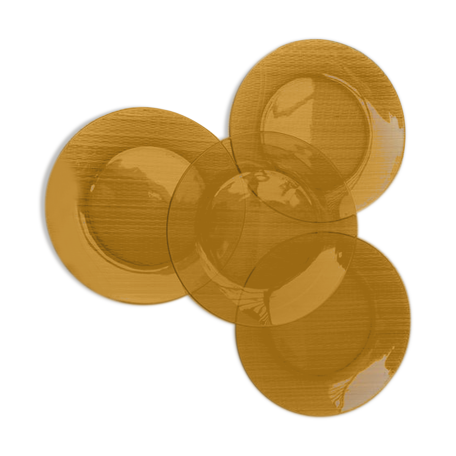 Set of 4 amber glass flat plates, 70s