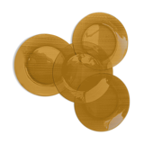 Set of 4 amber glass flat plates, 70s