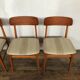 Lot de 4 chaises scandinave teck & tissus beige 1950 1960 vintage design