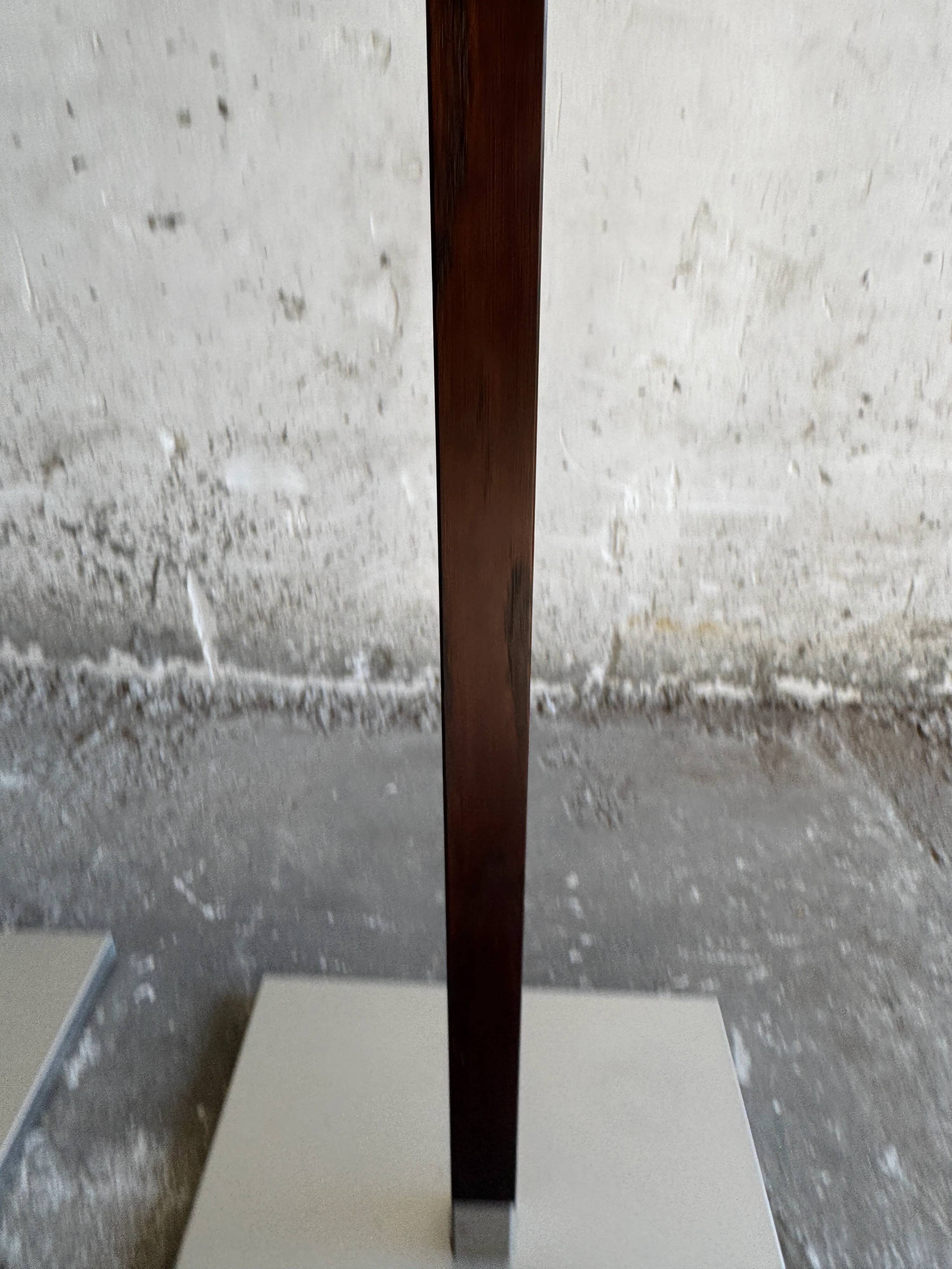 Set of 2 Calligaris holders — silver gray with dark brown wood, metal, and wood design