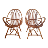 Pair of vintage rattan armchairs