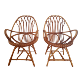 Paire de fauteuils vintage en rotin