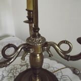 French Empire Bronze Bouillotte 3 Light Table Lamp Dark Green Shade 4229