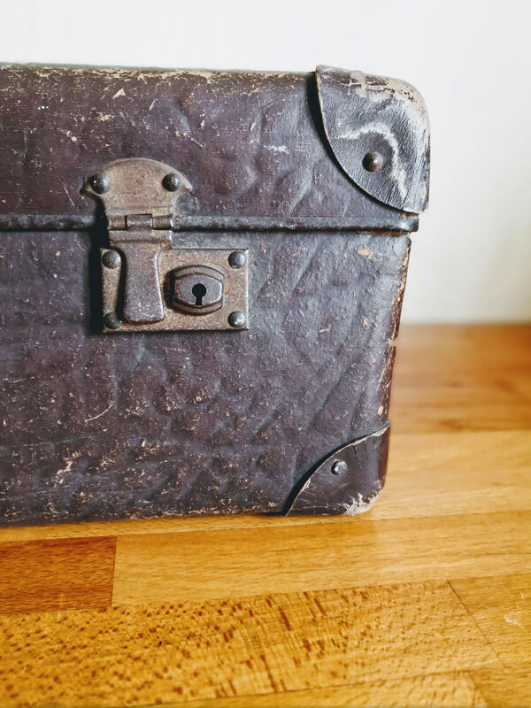 Chocolate vintage cardboard suitcase