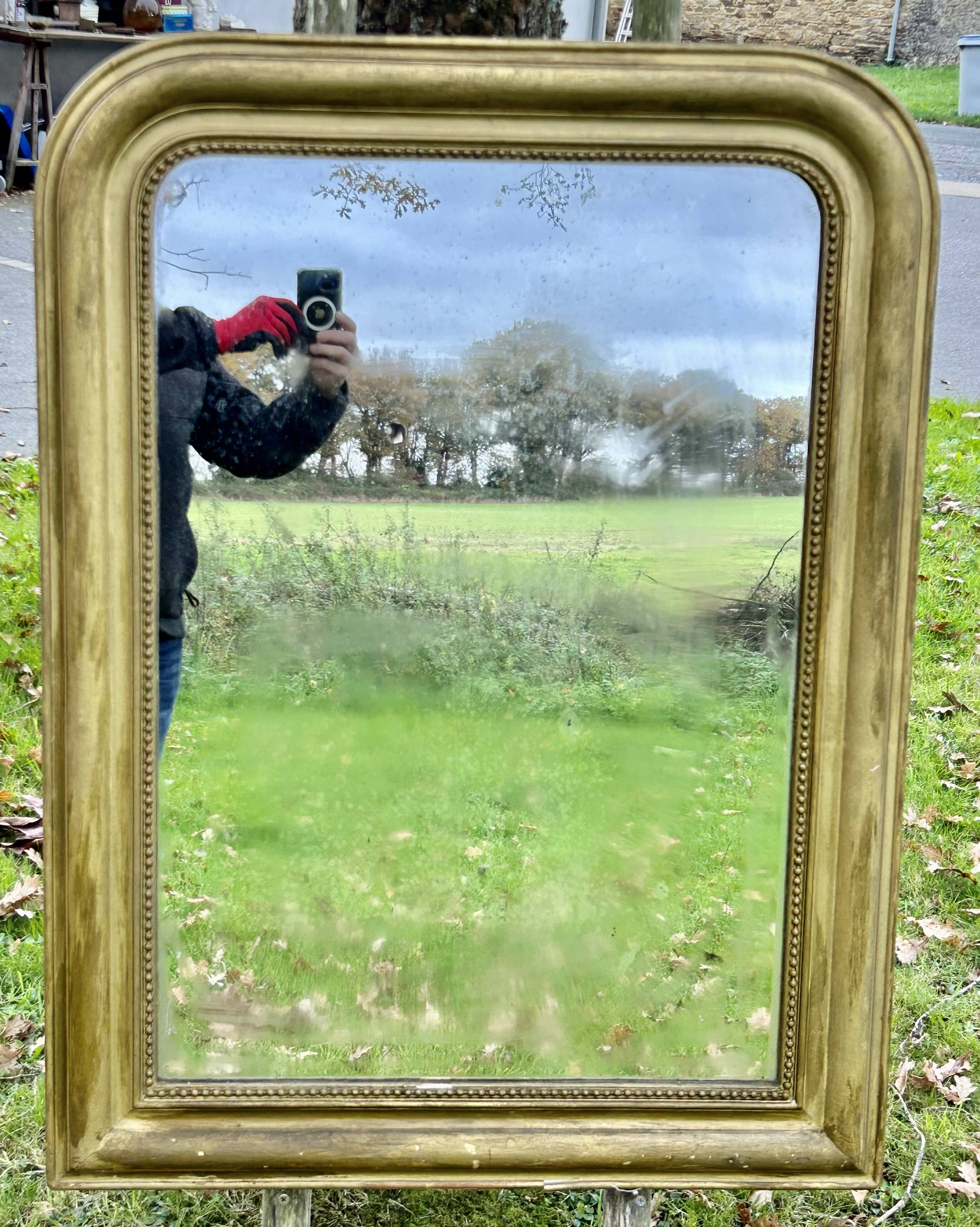 Antique Louis Philippe mirror, slightly demercurized, as is.