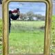Antique Louis Philippe mirror, slightly demercurized, as is.