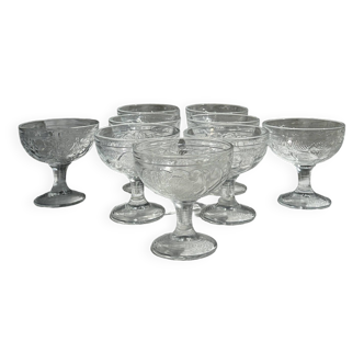 Lot de 9 coupes à glace vintage motifs de fruits