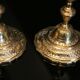 Pair of 19th bronze candlesticks with Regency-style chiseled decoration