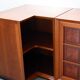 1970s Modular Corner Cabinet in Cherrywood with Glass and Carved Doors – “Fox Hunt” Design