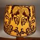 Solid wood table lamp with baroque shade from the 70s