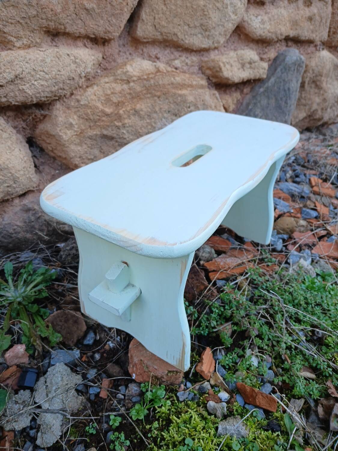 Vintage wooden low stool