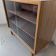 Vintage display cabinet in light wood, 1970s.