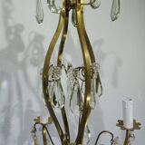 4-light bronze and crystal chandelier