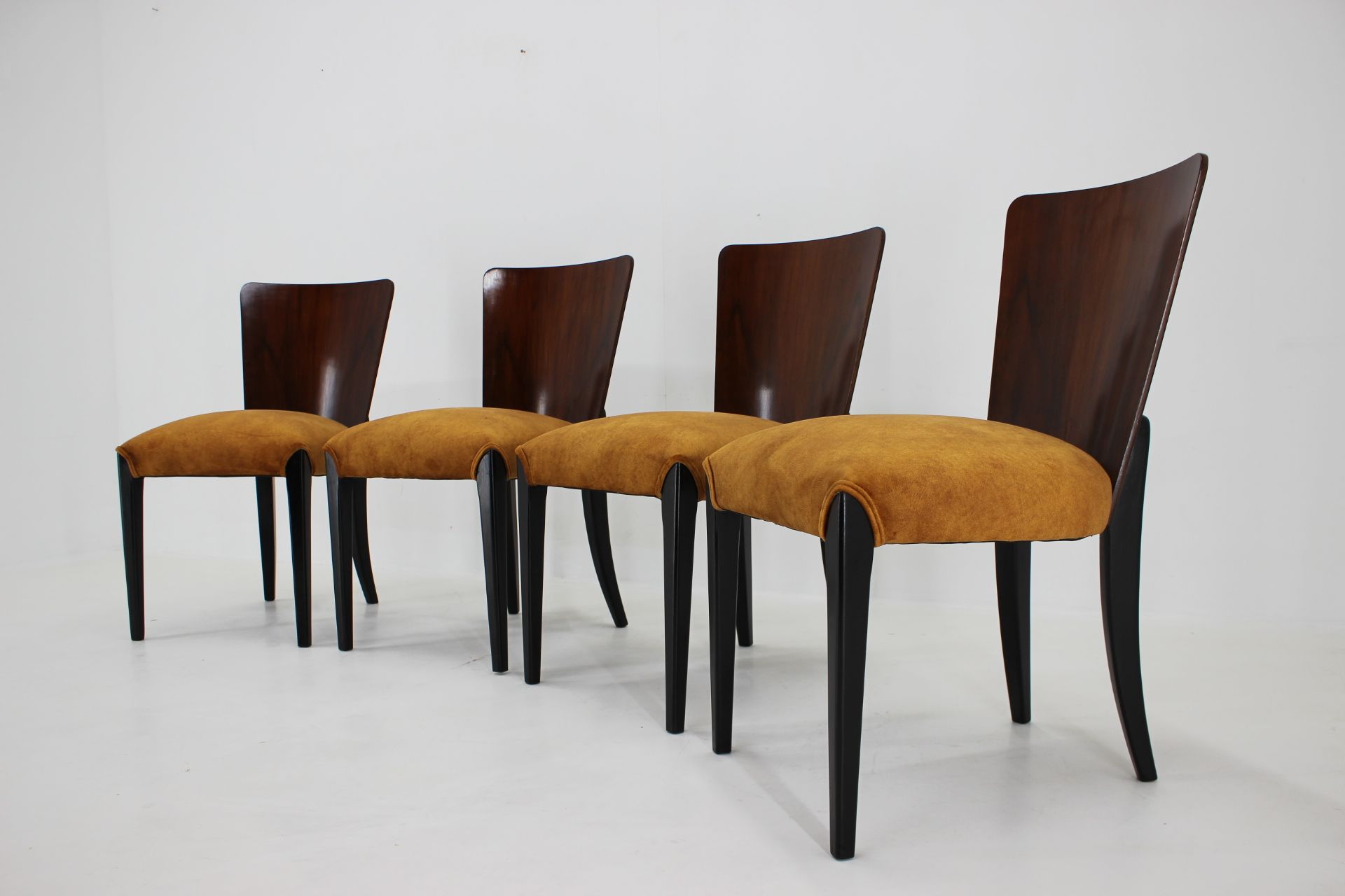 1950s Jindrich Halabala dining chairs H-214 for UP Závody set of 4