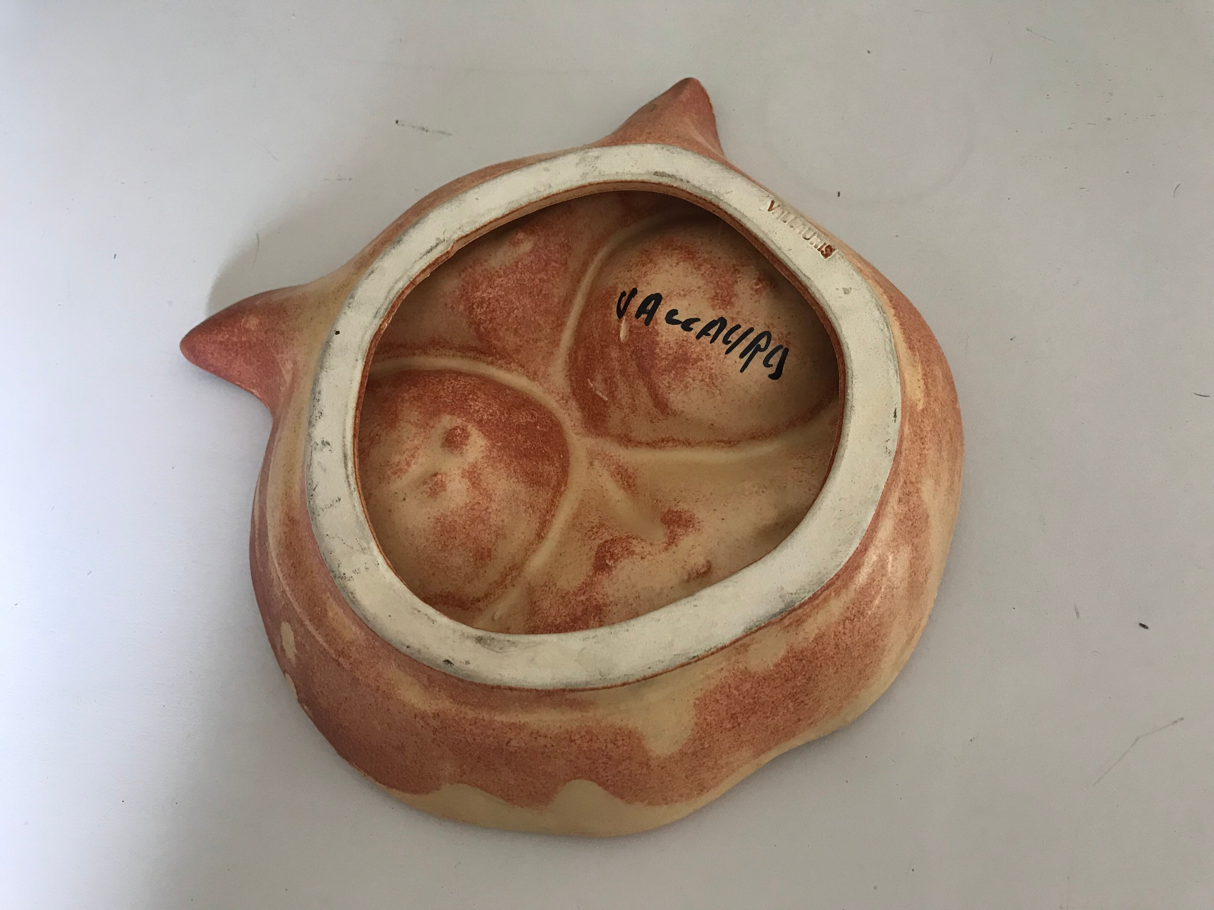 Vallauris ceramic owl trinket bowl