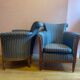 Pair of Art Deco style armchairs, refurbished. Upholstery fabric for armchairs.