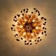 Large floral ceiling light in gilded metal and crystal, Banci Firenze, 1970.