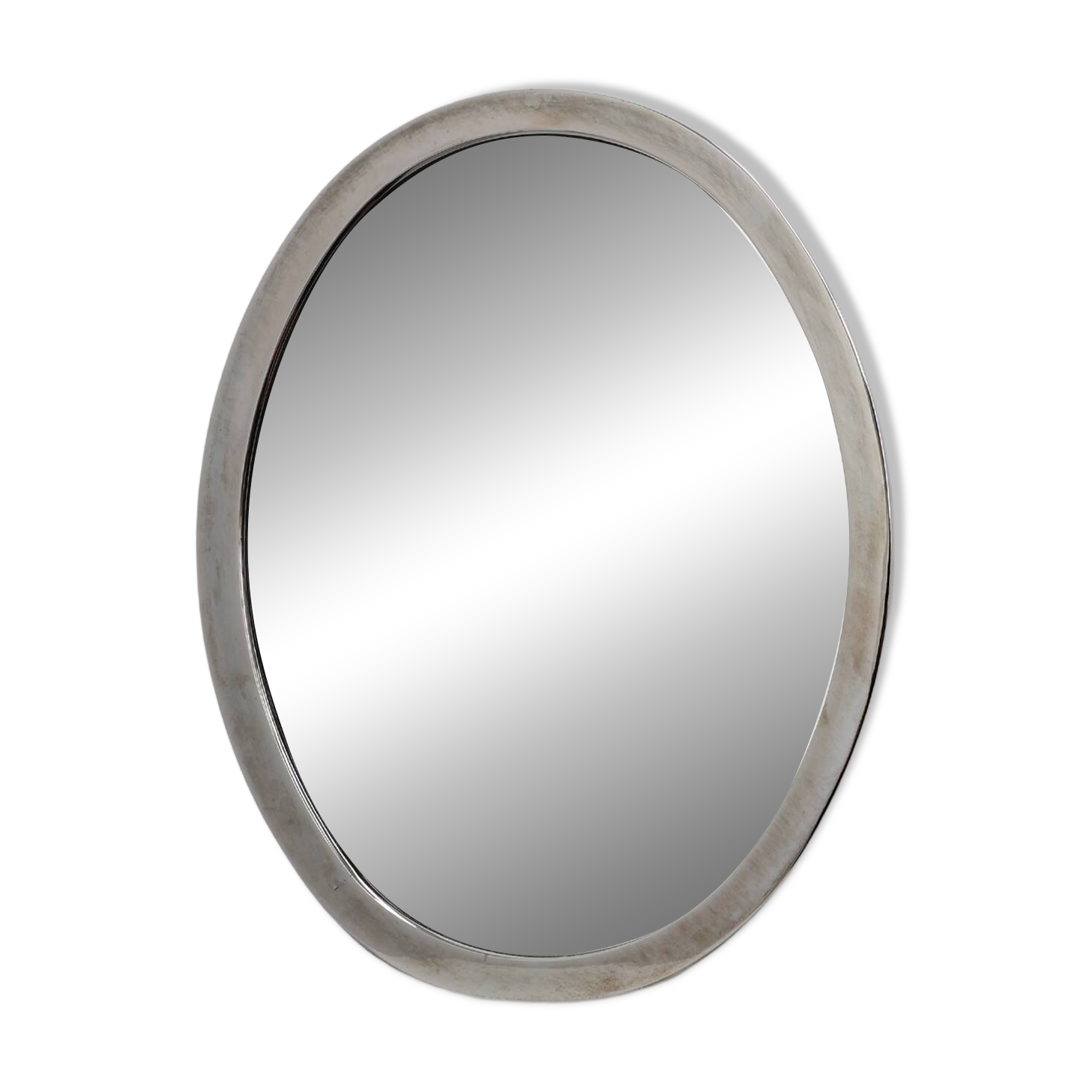 Miroir mural ovale chromé Art Déco, Belgique vers 1920